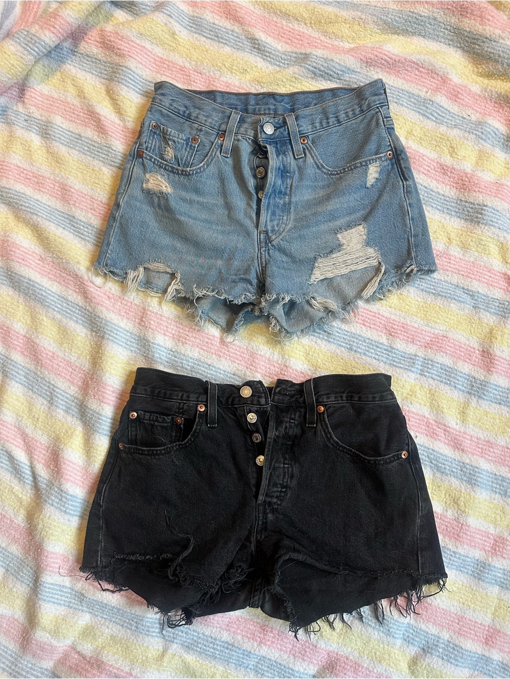 Classic Levi’s 501 cut-off distressed denim shorts